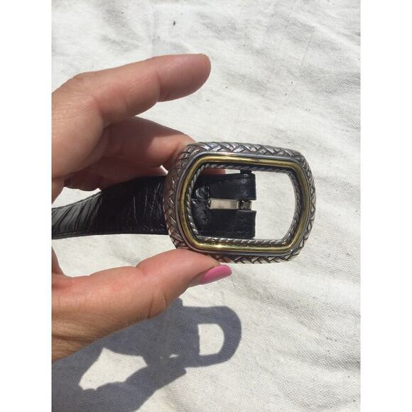 Brighton womens leather belt M medium 30” brown black adjustable western rodeo